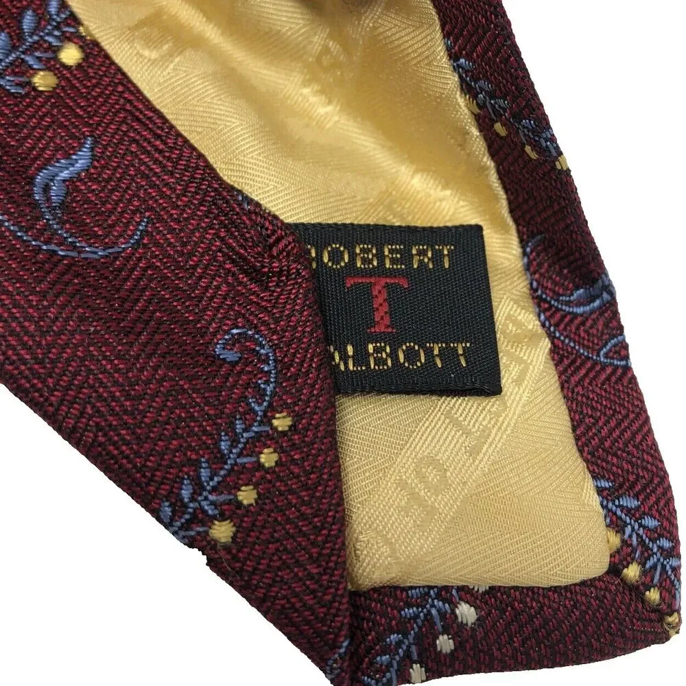 Nordstrom Robert Talbott Jaquard Silk Tie Hand Sewn Leaf Pattern VTG USA